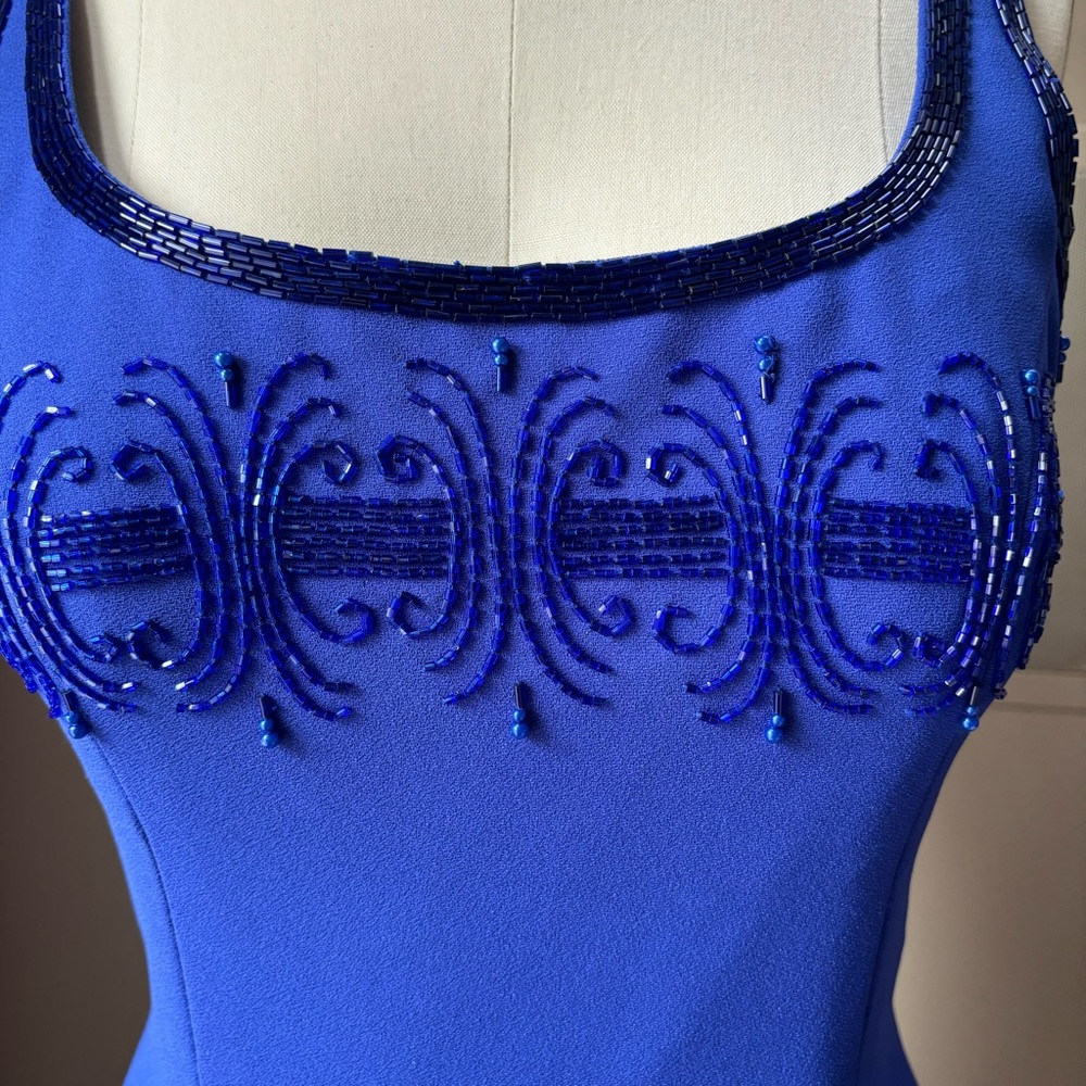 Precious Formals VTG 90s Blue Formal/Prom/Party Beaded Dress Sz 4 - Picture 10 of 15